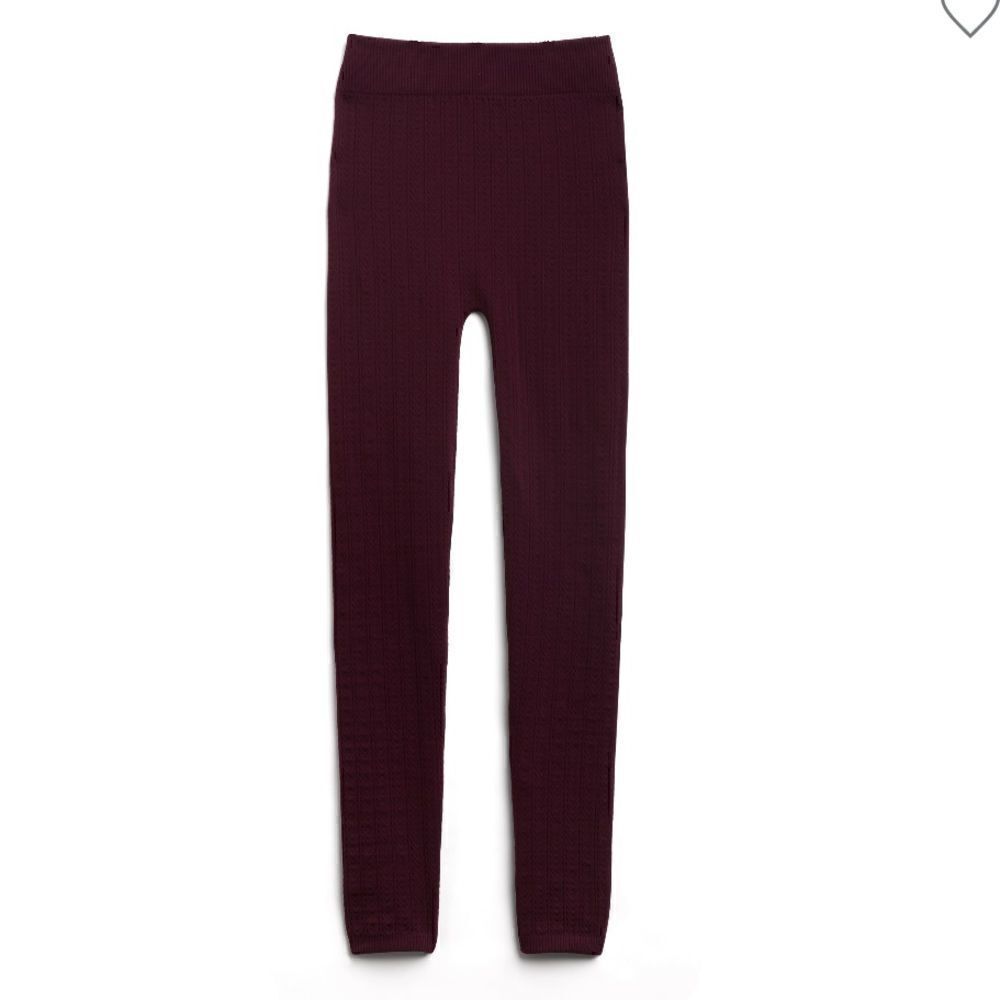 BURGUNDY MTLA Fleece Cable Knit Leggings!